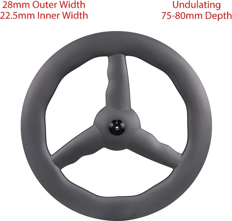 Tri-Spoke Carbon Wheel Undulating Depth Wavy 3-Spoke Carbon Wheels 700C