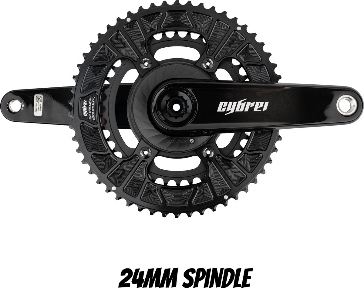 Carbon Crankset | 24mm Spindle + Power Meter Spider + EVO Alloy Chainrings