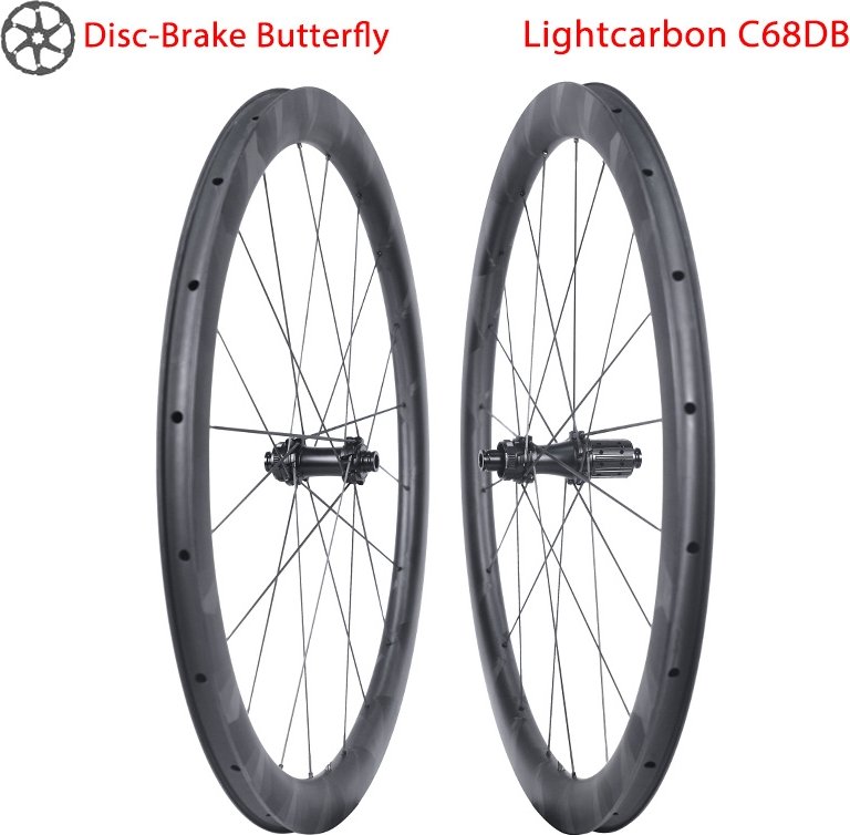 Butterfly Weave C68DB Ultra Light Road Disc Full Carbon Spoke Wheelset