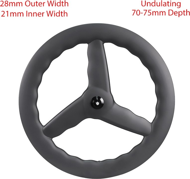 3-Spoke Carbon Wheel Undulating Depth 700C Wavy Tri Spoke Carbon Wheels