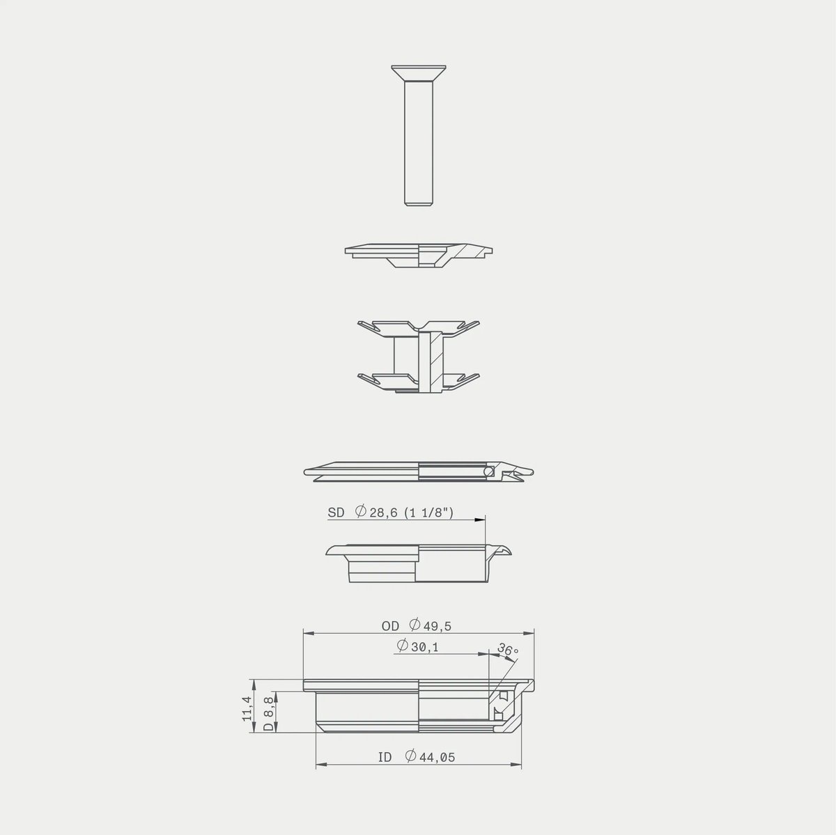 ZS44/28.6 Upper Cup