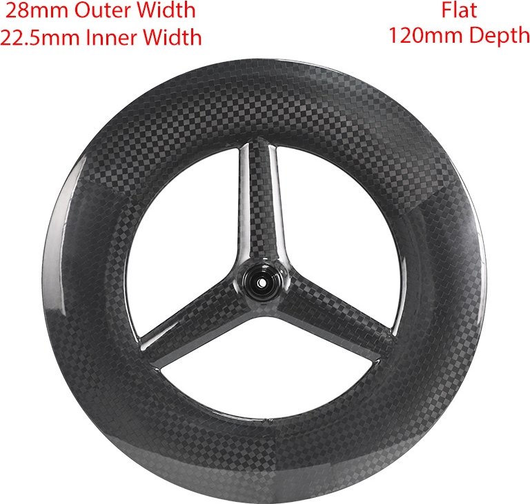 3-Spoke Carbon Wheel 120mm Depth 28mm Wide Aero 700C Tri Spoke Carbon Wheel