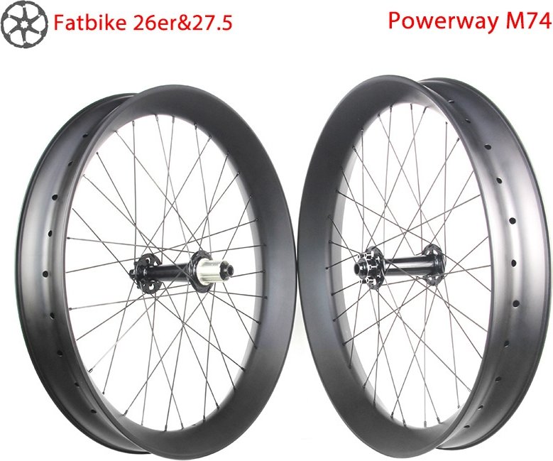 26er&27.5 Snow Bike Wheel Powerway M74 Fatbike Carbon Wheels With 65/80/100mm Wide Rims