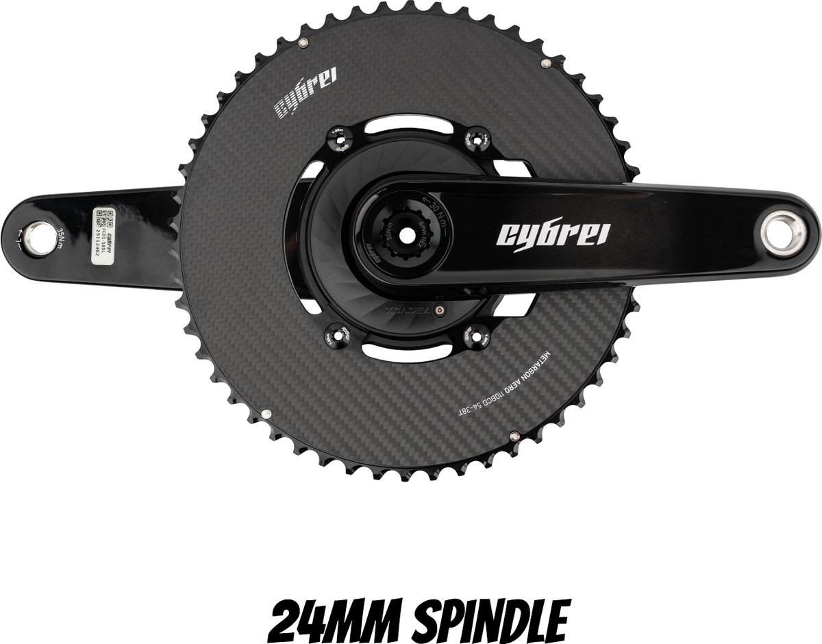 Carbon Crankset | 24mm Spindle + Power Meter Spider + METARBON Carbon Chainrings