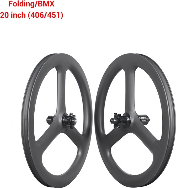 3-Spoke Carbon Wheels 20 Inch 406 And 451 Spoke Wheels For Folding and BMX Bikes