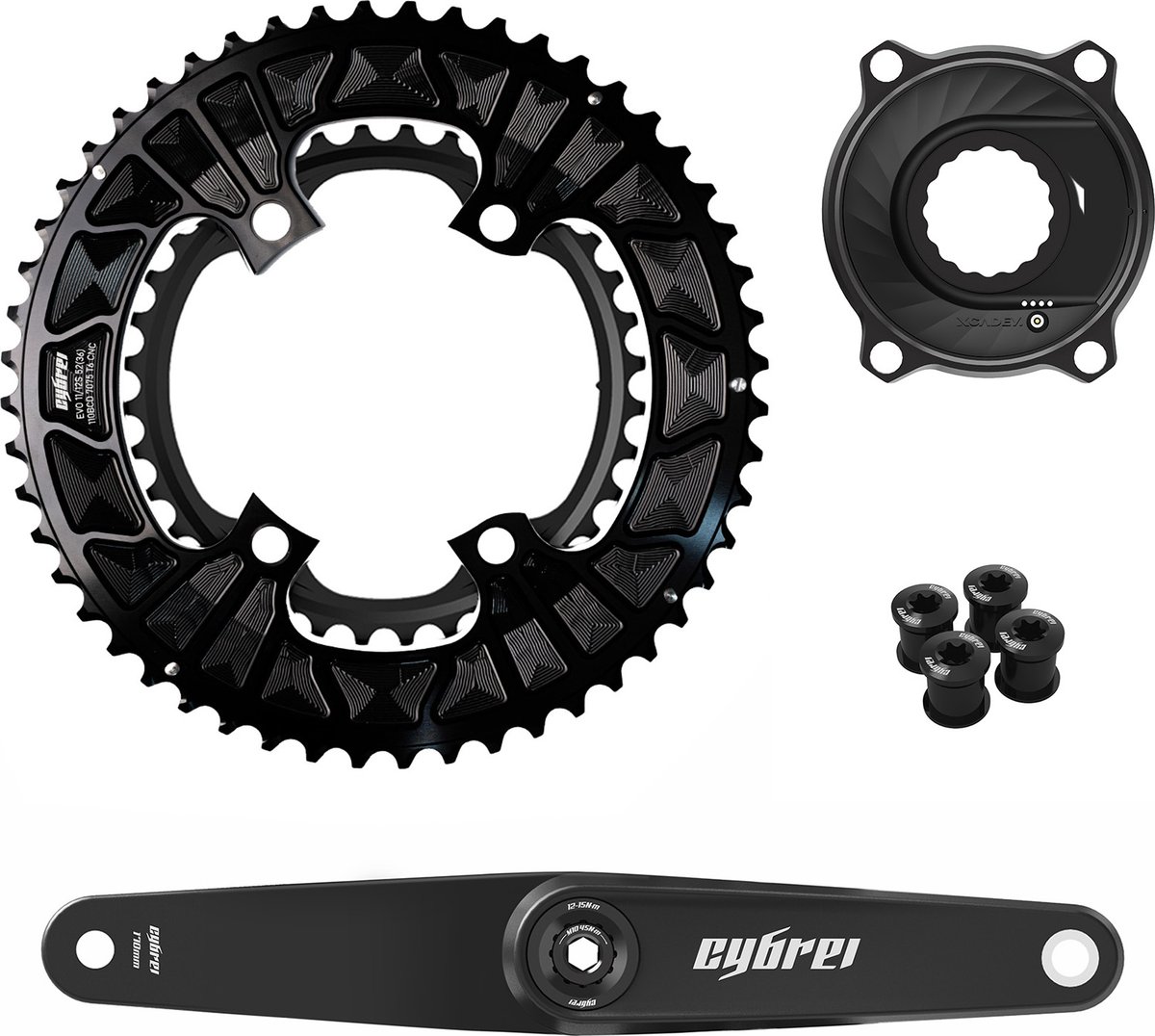 Carbon Crankset – Aluminium Chainring w/ Xcadey Powermeter Spider (DUB Spindle)
