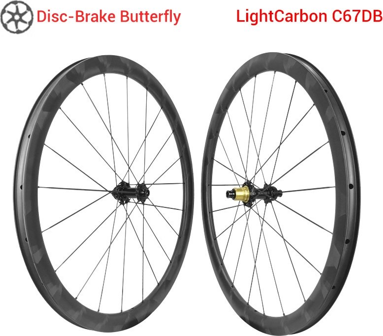 Butterfly Weave C67DB Disc Brake Road Full Carbon Spoke Wheels